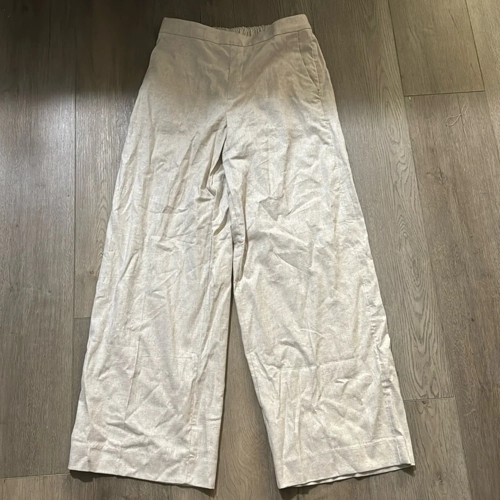 NWT! Banana Republic Flax Hayden Wide Leg Linen Blend Pull On Pant 🪨